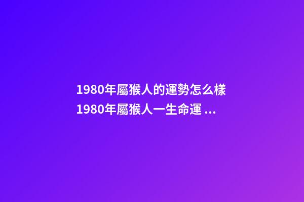 1980年屬猴人的運勢怎么樣 1980年屬猴人一生命運，1980年屬猴人的命運-第1張-觀點-玄機(jī)派